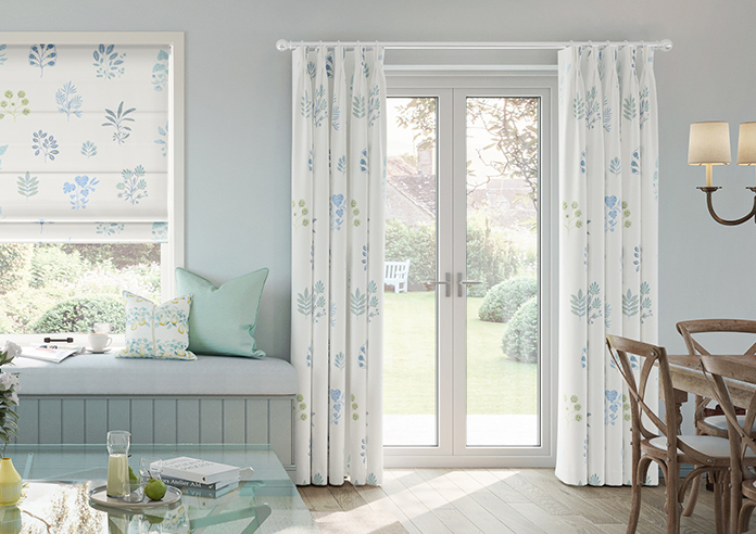 Botanical Velvet, River Blue - Made to Measure Curtains - Image 3
